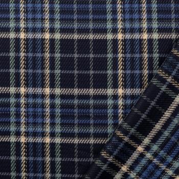 Viskose Webware Stoff garngefärbt Karo blau